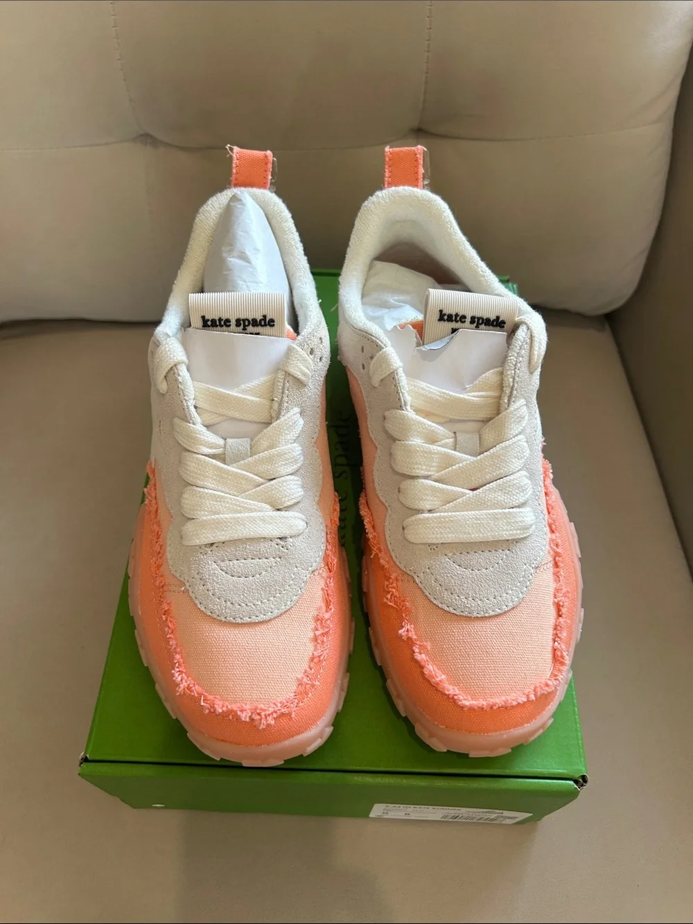 kate spade Coral and Cream Low-Top Sneakers K as in Kate Runner